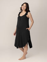 Ruffle Strap Labor & Delivery Gown | Black