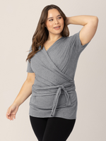 Organic Cotton Skin to Skin Wrap Top | Charcoal Grey Heather