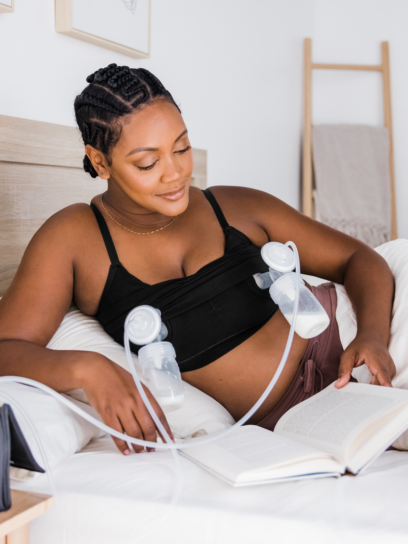 Sublime® Bamboo Hands-Free Pumping Lounge & Sleep Bra | Black