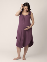 Ruffle Strap Labor & Delivery Gown | Burgundy Plum