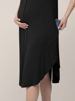 Ruffle Strap Labor & Delivery Gown | Black