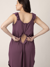 Ruffle Strap Labor & Delivery Gown | Burgundy Plum