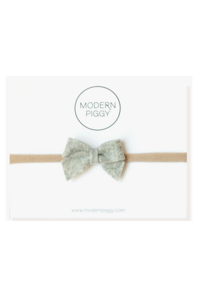 FELT BOW HEADBAND - HEATHER GREY