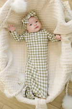 GREEN GINGHAM KNOT GOWN