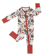 Bamboo Zip Romper | Retro Christmas