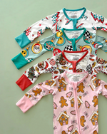 Bamboo Zip Romper | Retro Christmas