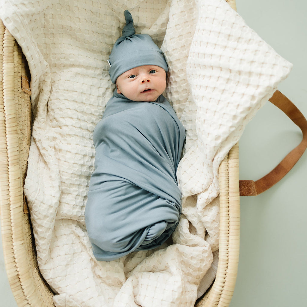 Dusty Blue Bamboo Stretch Swaddle