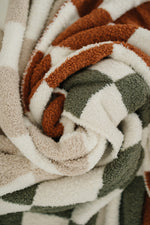 Rust Checkered Plush Blanket