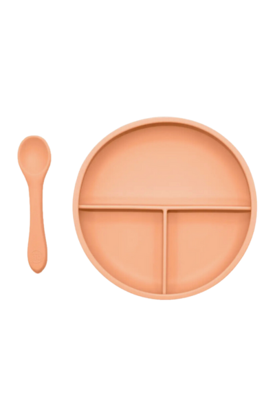 SUCTION PLATE + SPOON - PEACH