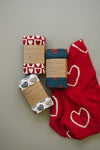 Navy + Red Hearts Bamboo Stretch Swaddle