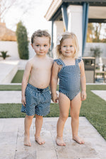 Navy Gingham One-Piece