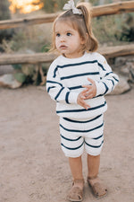 Navy Stripe Knit Shorts