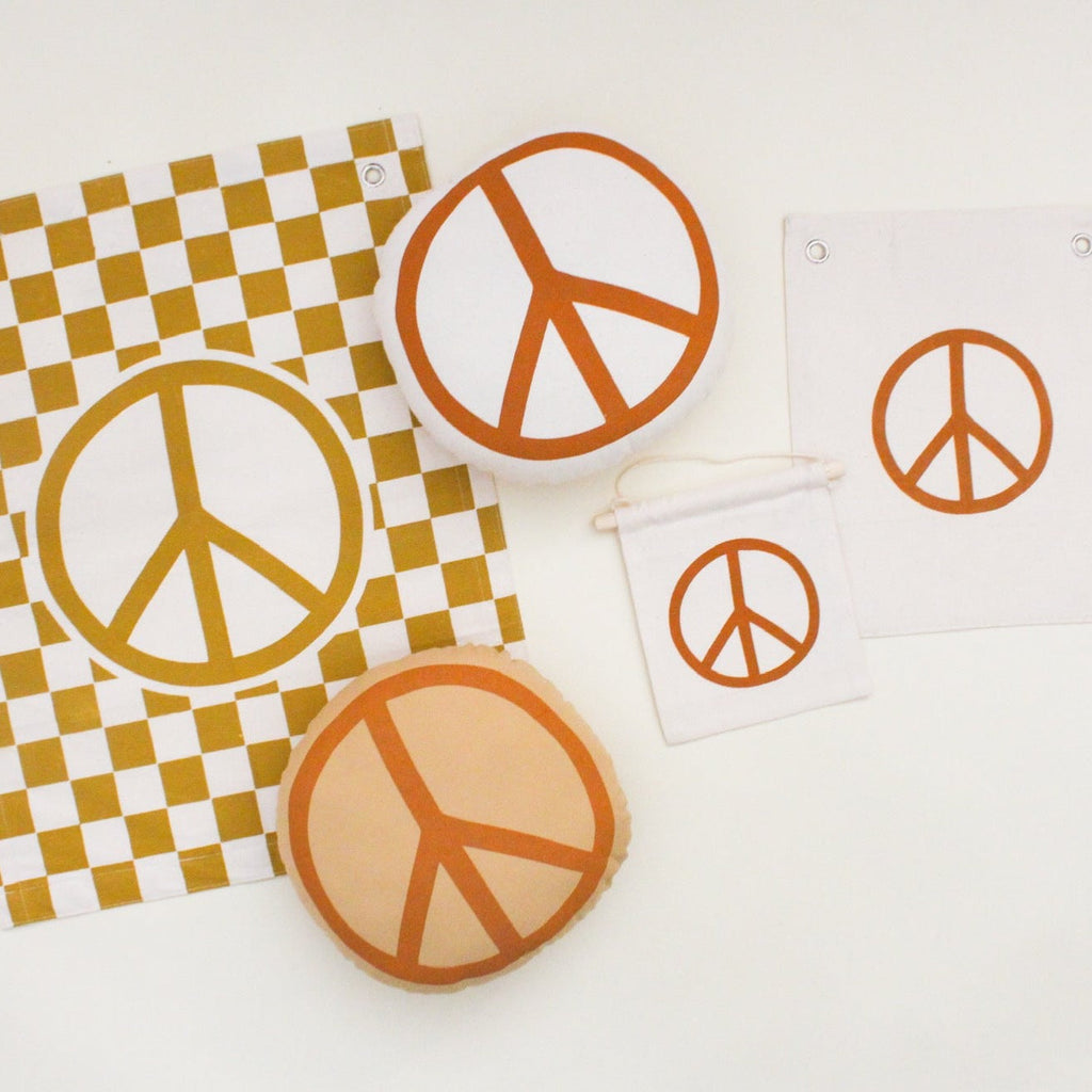 checkered peace sign banner