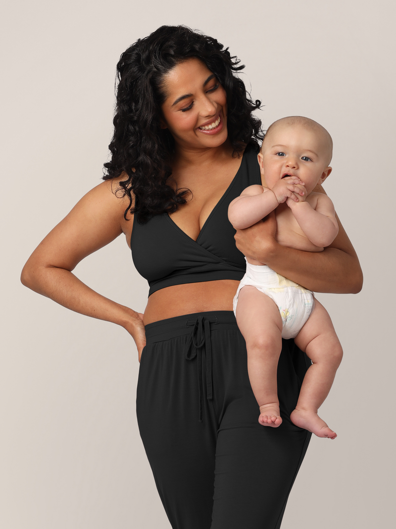 French Terry Racerback Nursing & Sleep Bra | Black