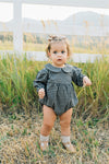 Gingham Peter Pan Collar Long Sleeve Bubble Romper