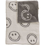 Charcoal Smiley Taupe Plush Blanket
