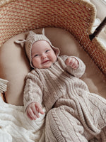 Luna + Luca Baby Bear Jumpsuit - Heather Beige