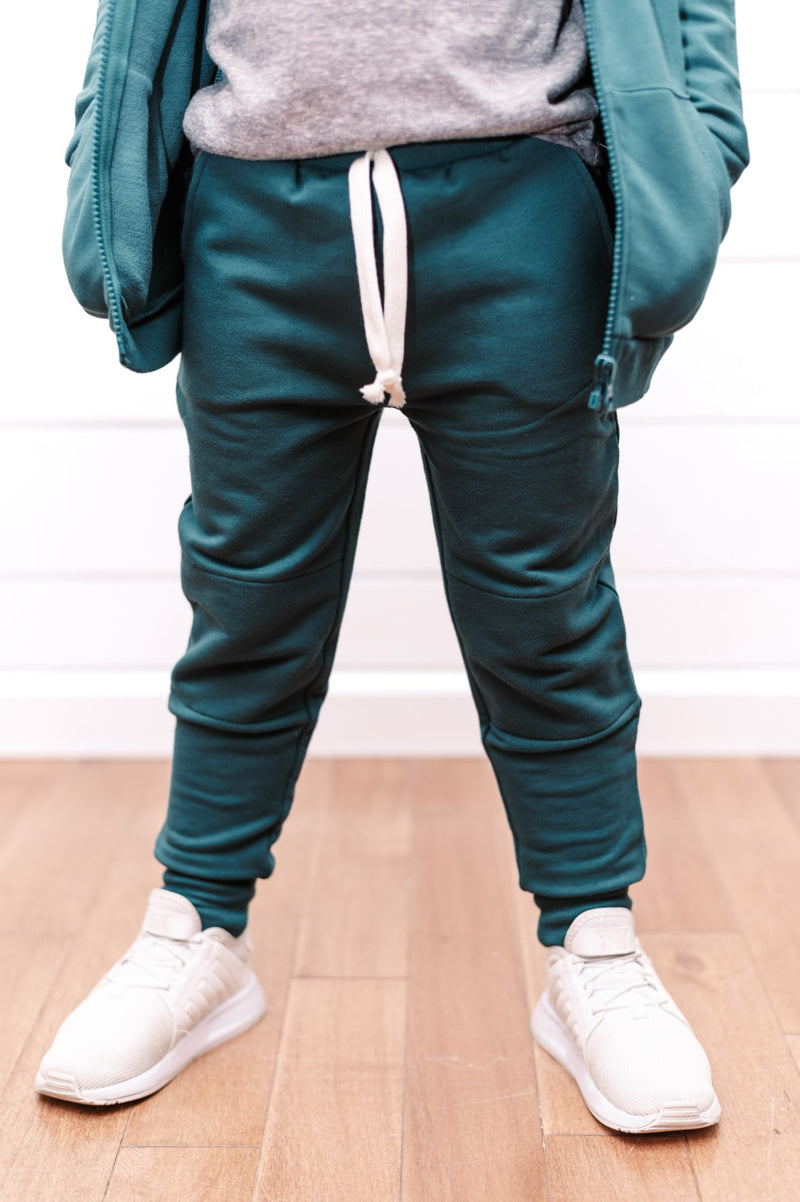 JOGGERS- Peacock Bamboo French Terry