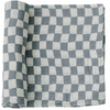 Dusty Blue Wavy Checkered Muslin Swaddle Blanket