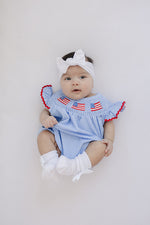 Flag Gingham Smocked Bubble Romper