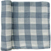 Dusty Blue Gingham Muslin Swaddle Blanket