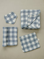 Dusty Blue Gingham Muslin Swaddle Blanket