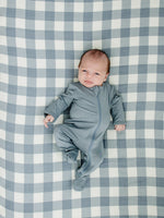 Dusty Blue Gingham Muslin Crib Sheet