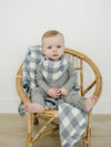 Dusty Blue Gingham Classic Muslin Bib