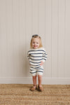 Navy Stripe Knit Shorts