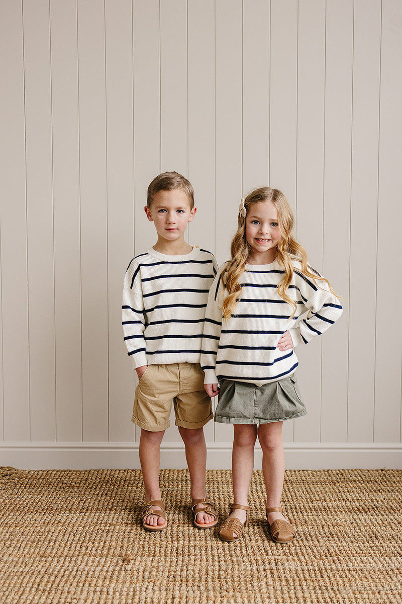 Navy Stripe Knit Sweater