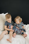 Navy Stripes Ribbed Bamboo Cozy Short Set