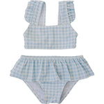 Light Blue Gingham Ruffle Bikini Set