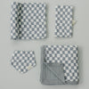 Dusty Blue Wavy Checkered Muslin Burp Cloth