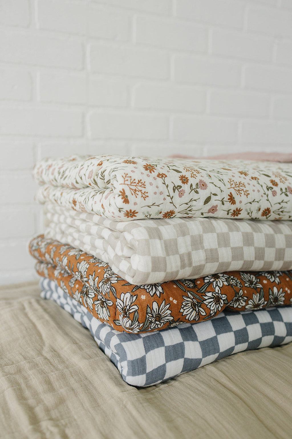 Meadow Floral + Dusty Rose Twin Muslin Quilt