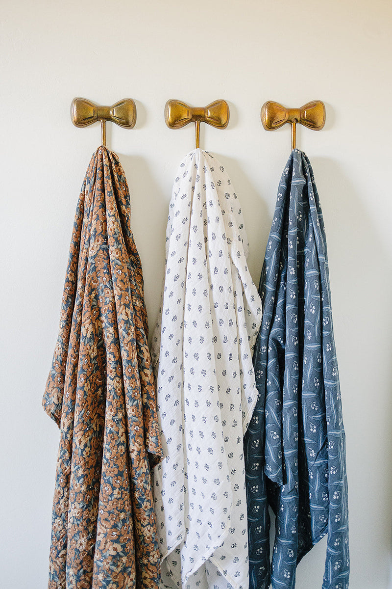 Navy Berry Muslin Swaddle Blanket