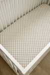 Taupe Checkered Bamboo Stretch Crib Sheet