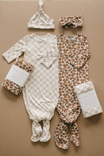 Taupe Checkered Bamboo Stretch Swaddle