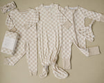 Taupe Checkered Bamboo Cozy Set