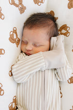 Taupe Stripe Ribbed Bamboo Zipper