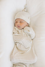 Taupe Stripe Ribbed Bamboo Knot Gown