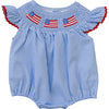 Flag Gingham Smocked Bubble Romper