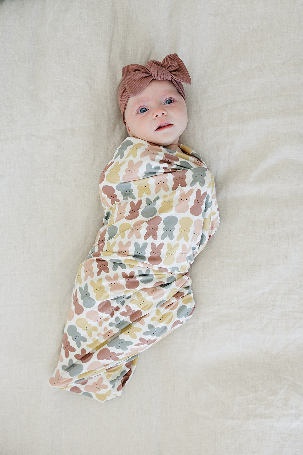 Dusty Rose Bunny Bamboo Stretch Swaddle