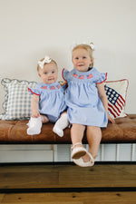 Flag Gingham Smocked Bubble Romper