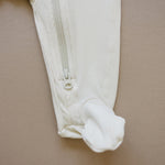 Cream Ribbed Bamboo Zipper