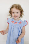 Flag Gingham Smocked Dress