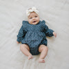 Navy Berry Long Sleeve Ruffle Bubble Romper