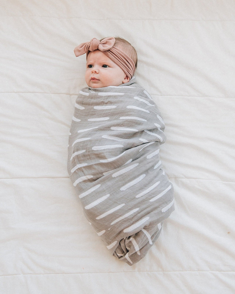 Grey Dash Muslin Swaddle Blanket