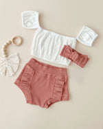 Ribbed Crop Top Set | Dusty Rose