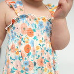 Ruffle Strap Smocked Top And Diaper Cover - Flower Cart