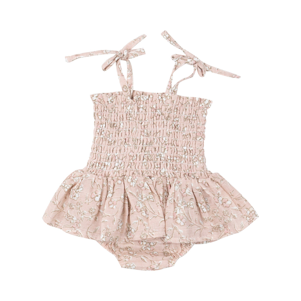 Smocked Bubble W/ Skirt - Baby's Breath Floral